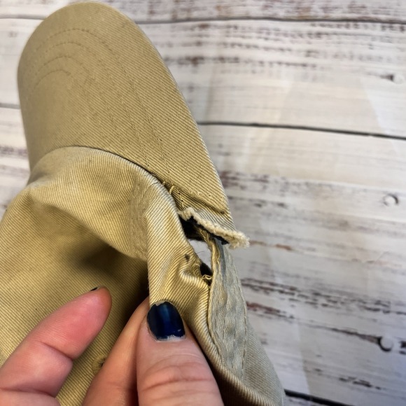 Vintage Polo Ralph Lauren Cotton Chino Khaki Tan Leather Buckle Strap Back Hat - Picture 6 of 8